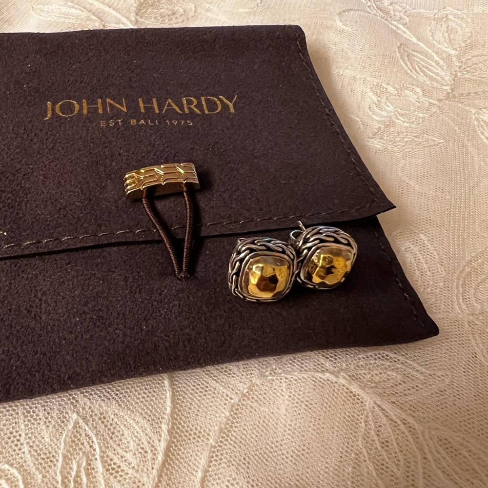 John Hardy Sterling Silver and 22 karat gold earrings.
